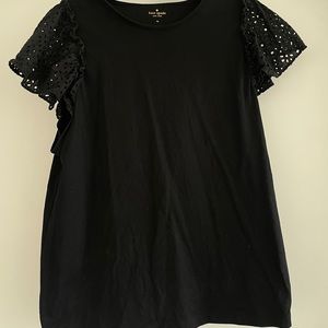 Black Kate spade top, size XL, with peplum sleeves